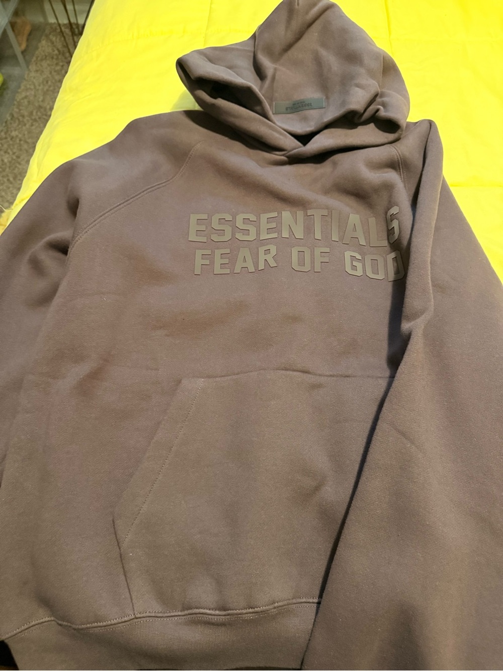 Fear of God ESSENTIALS Chocolate Brown Pullover Hoodie / soft plum color